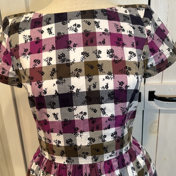 Brooks Brothers Red Fleece Plaid Floral Dress - Picture 2 of 4